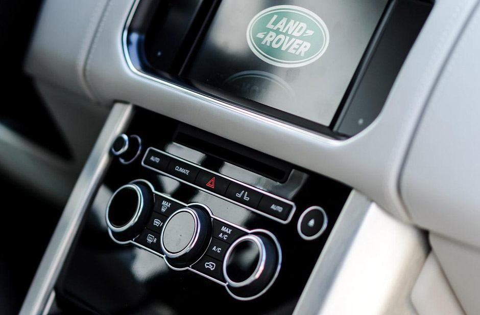 Close-up of a Land Rover's Air Conditioning controls inside the vehicle
